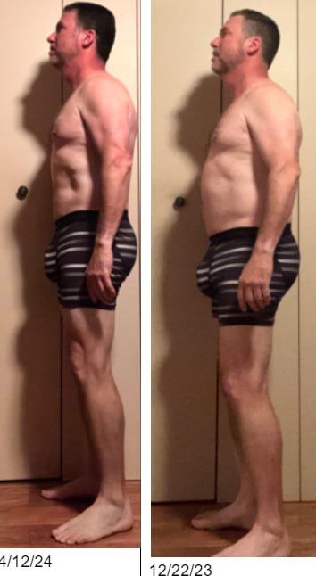Client progress photo, before and after