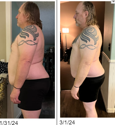 Client progress photo, before and after
