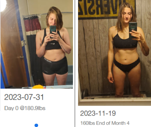 Client progress photo, before and after
