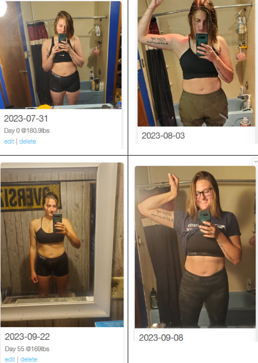 Client progress photo, before and after