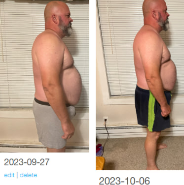 Client progress photo, before and after