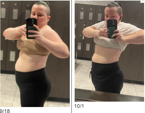 Client progress photo, before and after