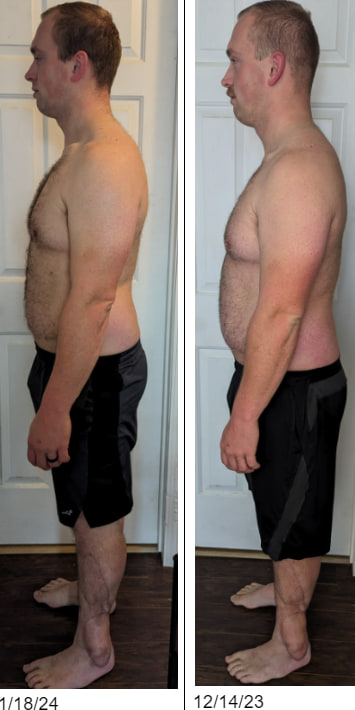 Client progress photo, before and after
