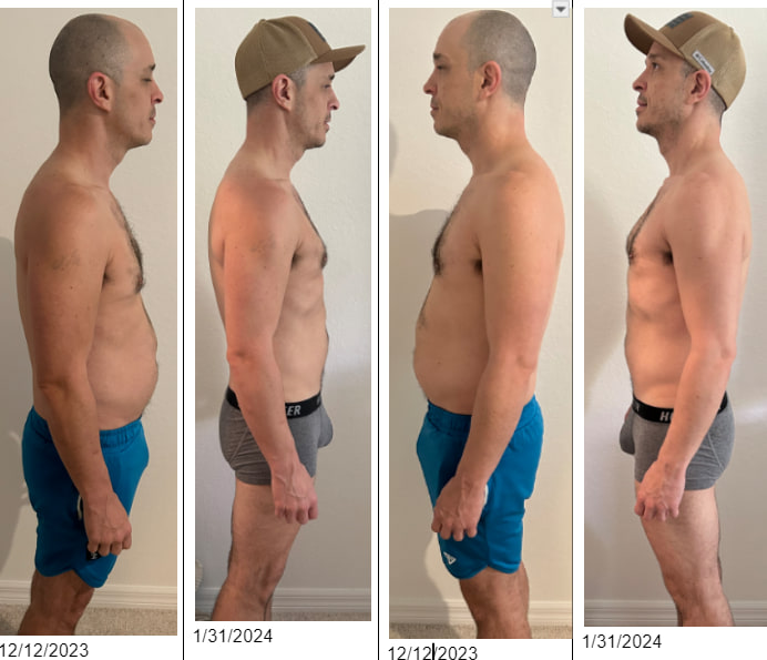 Client progress photo, before and after