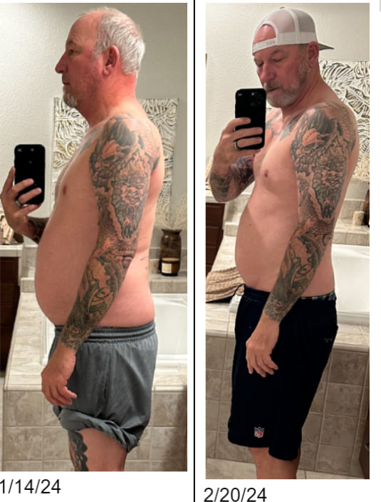 Client progress photo, before and after