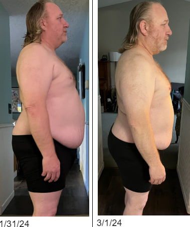Client progress photo, before and after