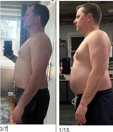 Client progress photo, before and after